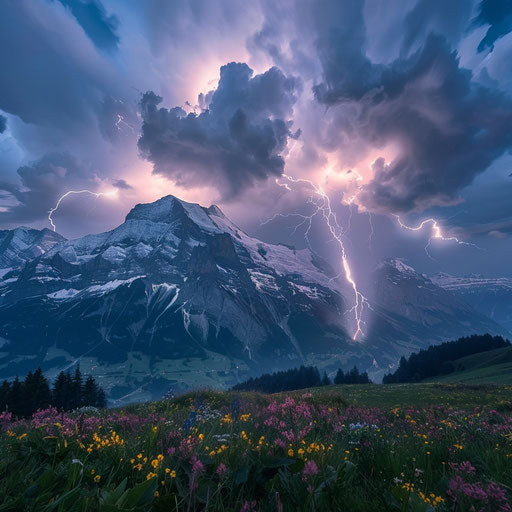 Raw Power of Nature: Thunderstorm over the Eiger, Lightning