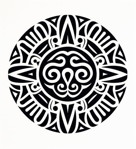 Black and white tribal tattoo drawing on white background