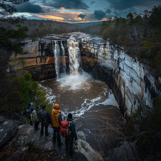 Noccalula Falls, Alabama, with adventurous hikers