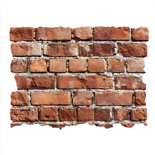 3D brick wall on flat white background