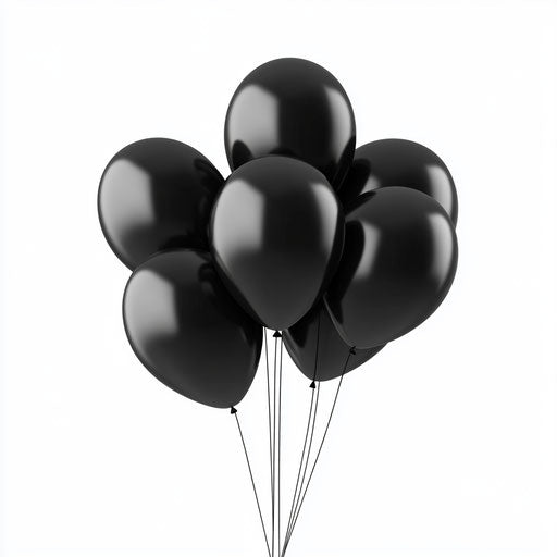 Photo realistic clipart of Black Balloons, high resolution, no background, isolated