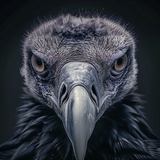 Vulture looking directly at camera, in Elke Vogelsang style