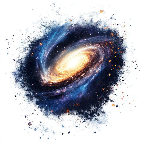 3D galaxy on flat white background