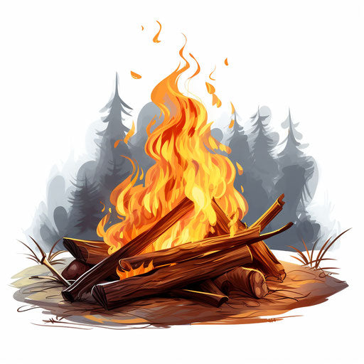 Campfire clipart in the style of Oil painting