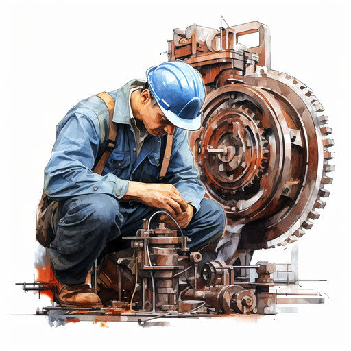 Engineer clipart in the style of Oil painting, on a white background