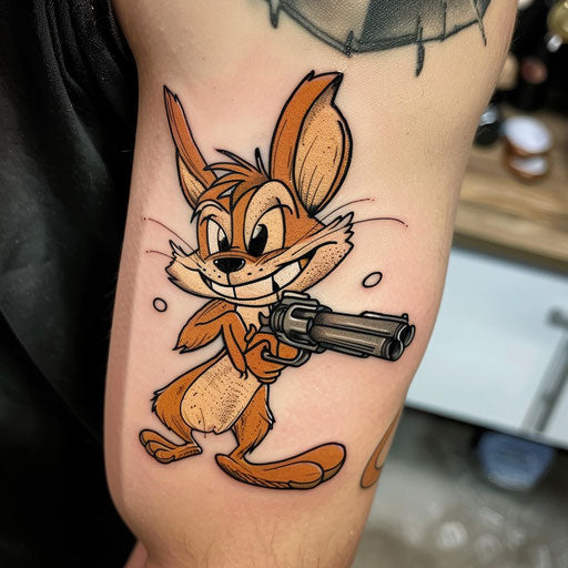 Humorous tattoos of cartoon characters