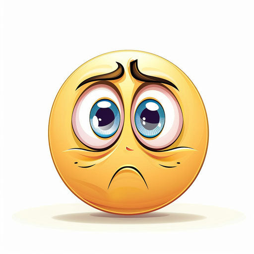 Emoticon with sad eyes in cartoonish style, detailed, controversial