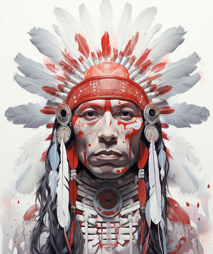 Indian-style tattoo of man with feathers, Cheyenne art