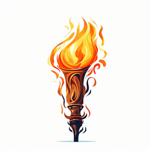 Torch illustration in the style of Chiaroscuro Art, on white background