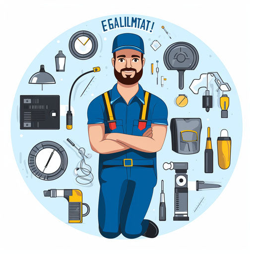 Minimalist style electrician clipart on white background