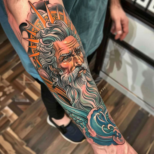 Divine tattoo with comic book style