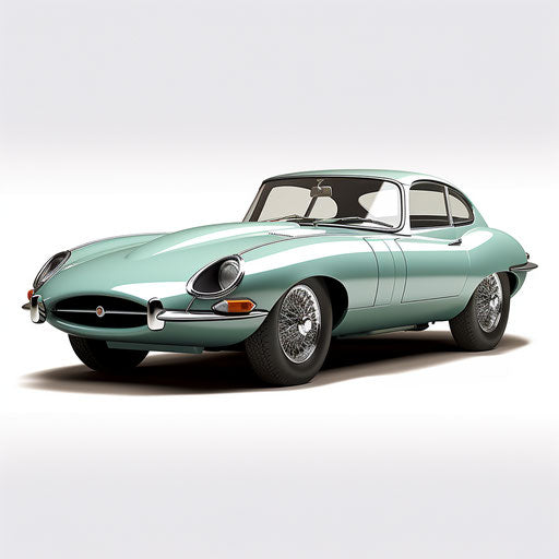 Seafoam green jaguar e type car