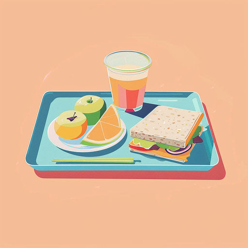 Realistic lunch illustration on flat pastel peach background