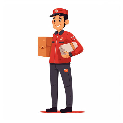 Postman artwork in Minimalist style, on a white backdrop