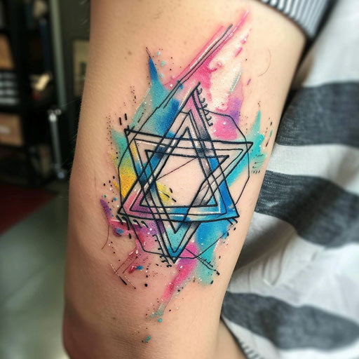 Pastel Tattoo Sketch of David Symbol with Dreamy Vibes
