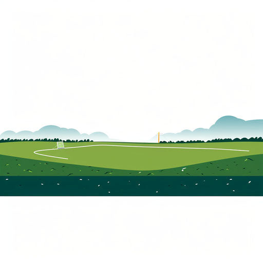 Minimalist soccer field clipart, on white background