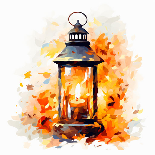 Lantern clipart in the style of Impressionistic Art, on a white background