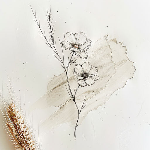 Minimalist black line tattoo sketch of October birth flower