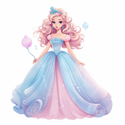 Princess illustration in Pastel Colors Art style on white background