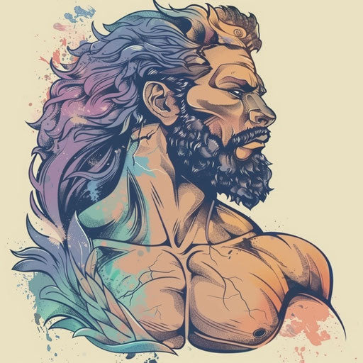 Elegant tattoo sketch of Hercules wearing the Nemean lion skin