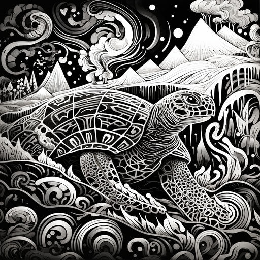 Black and white turtle pattern, Tongan art influence