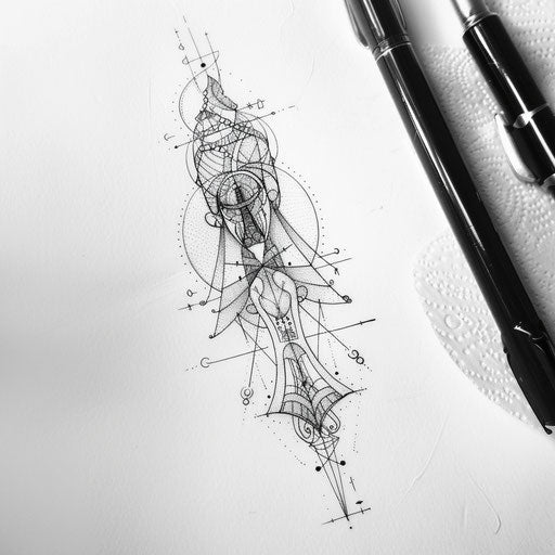Geometric Virgo constellation tattoo sketch