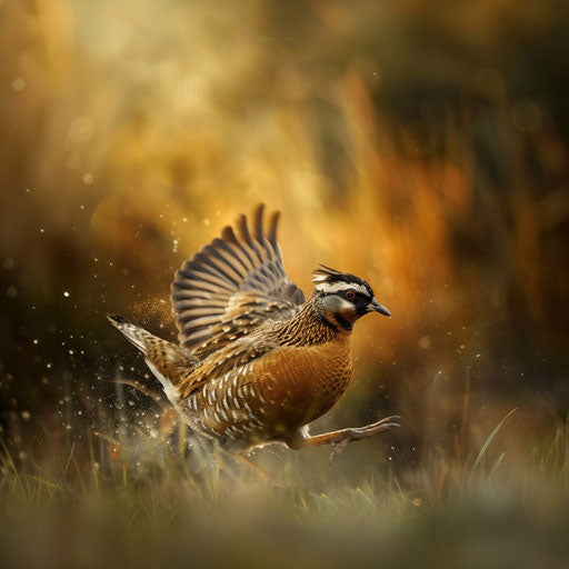 Quail bird running through grass, Marsel van Oosten style