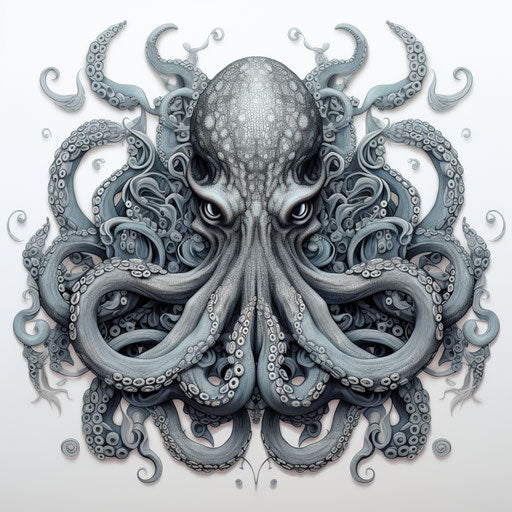 Coloring book of an octopus in subdued pointillism