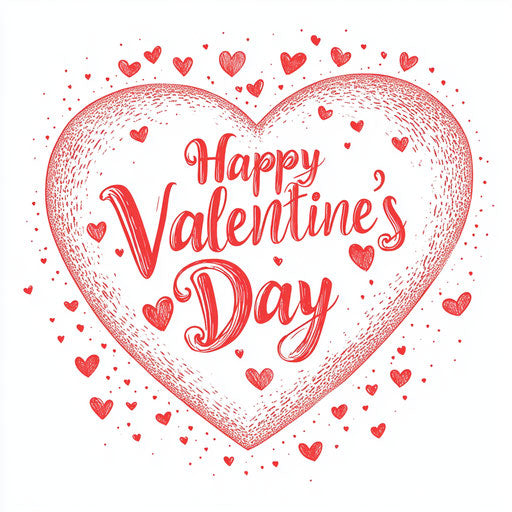 Elegant heart surrounded by small hearts on white background