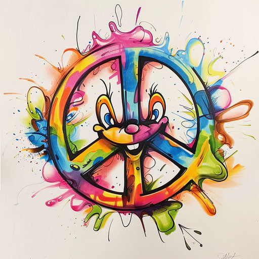 Playful peace tattoo sketch in a cartoon style