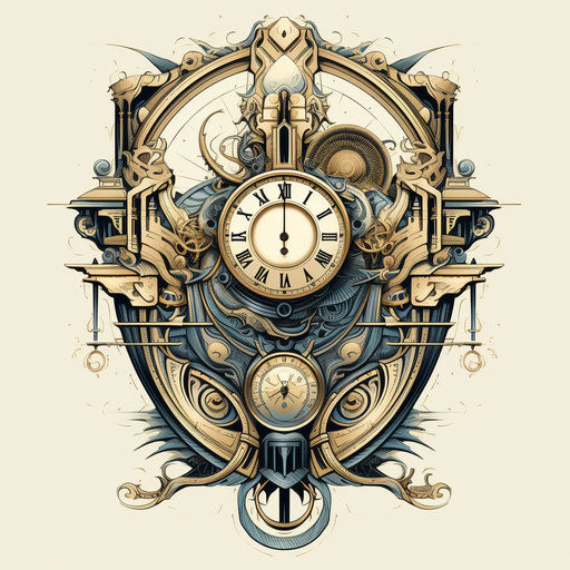 Egyptian clock with surrealist and art nouveau elements