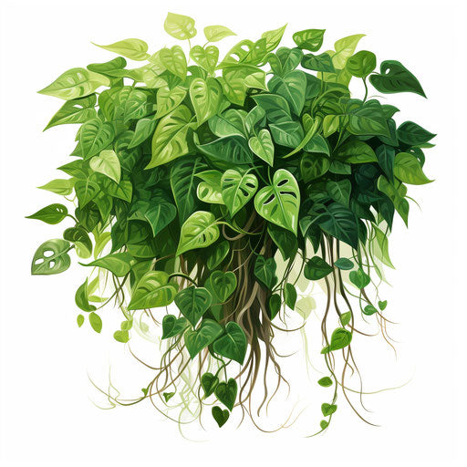 Vegetation illustration in the style of Chiaroscuro Art, on white background