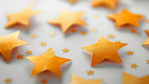 Stars on white background, yellow and gold style, animated shapes