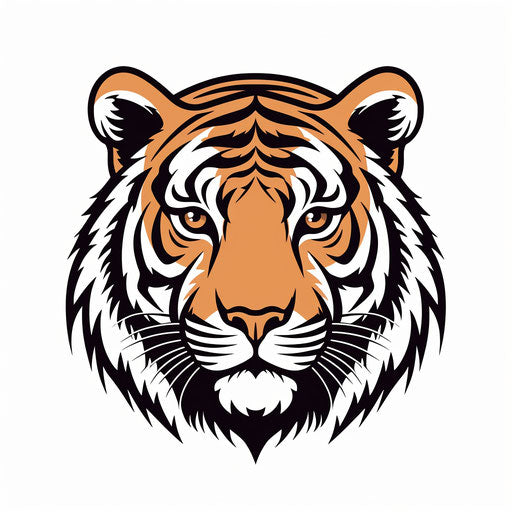 Tiger face in Minimalist style, on white background