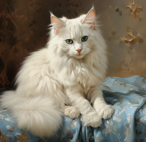 Cat breeds breeds and prices for a samantha, in the style of light beige and azure, sultan mohammed, light beige and white, gustave buchet 28:27
