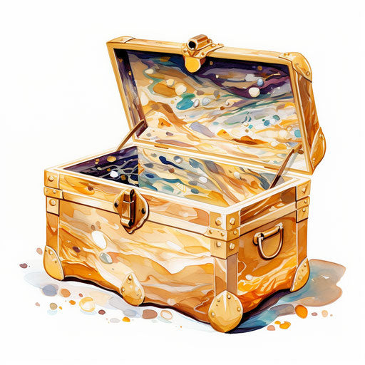 Treasure box clipart in Impressionistic Art style