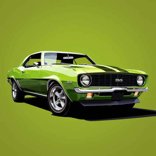 Bright green Chevrolet Camaro classic car
