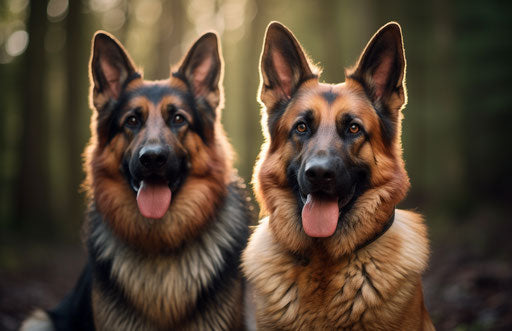 Cost of German shepherd dogs, light red and dark navy style