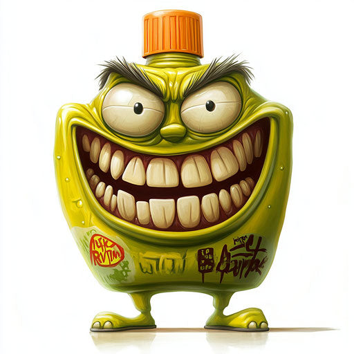 Humorous caricature of a shampoo clipart with human characteristics