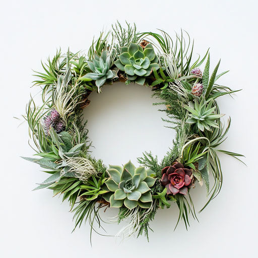 Botanical wreath of succulents and air plants