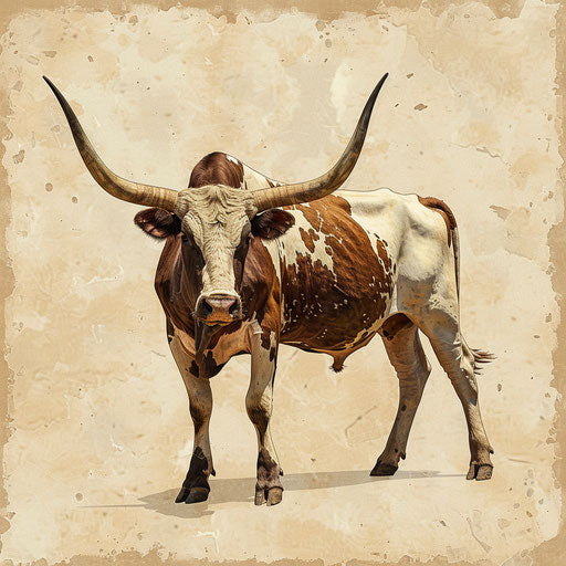 Realistic quality longhorn clipart on flat beige background
