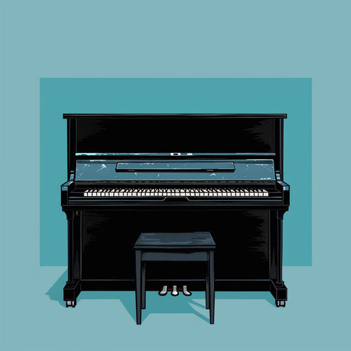 Realistic piano clipart on flat turquoise background