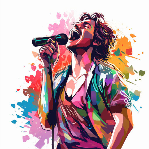 Karaoke illustration in the style of Chiaroscuro Art