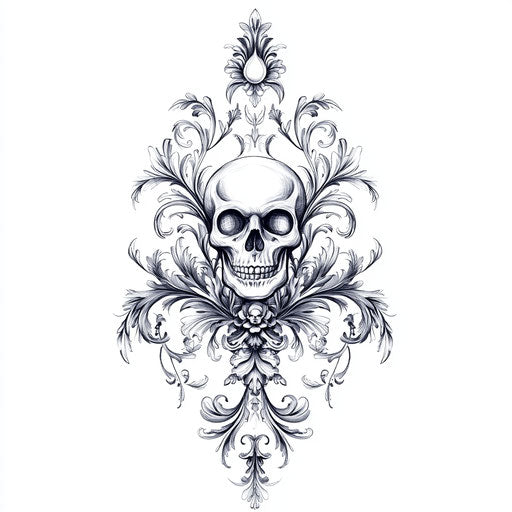 Constantine tattoo with vintage Victorian flourishes on white