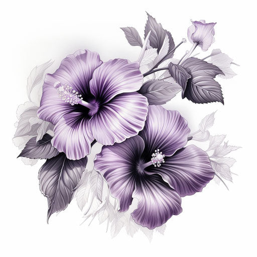 Hibiscus tattoo in black and white with sterling silver highlights