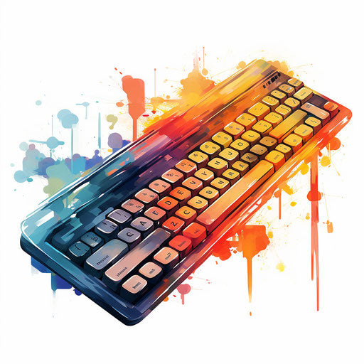 Keyboard in Chiaroscuro Art style, on white background