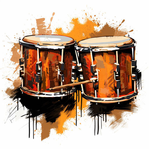 Drum illustration in the style of Chiaroscuro Art, on white background