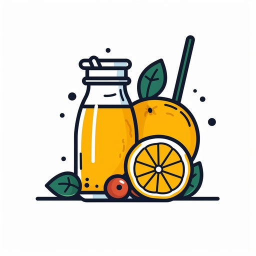 Minimalist-style juice illustration, on white background