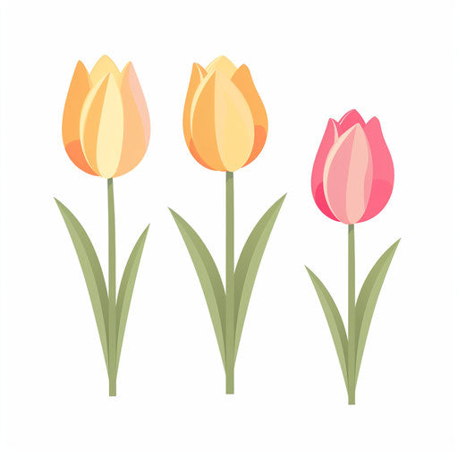 Tulips clipart in the style of Minimalist, on a white background