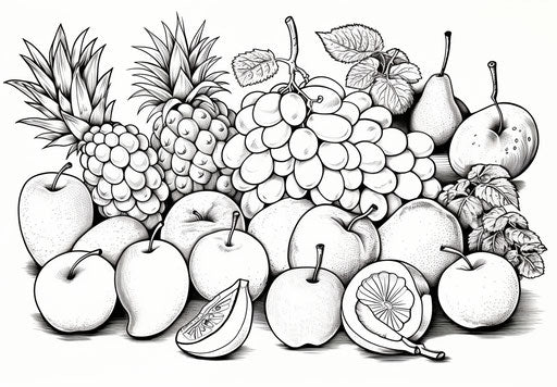 Fruit coloring pages for children